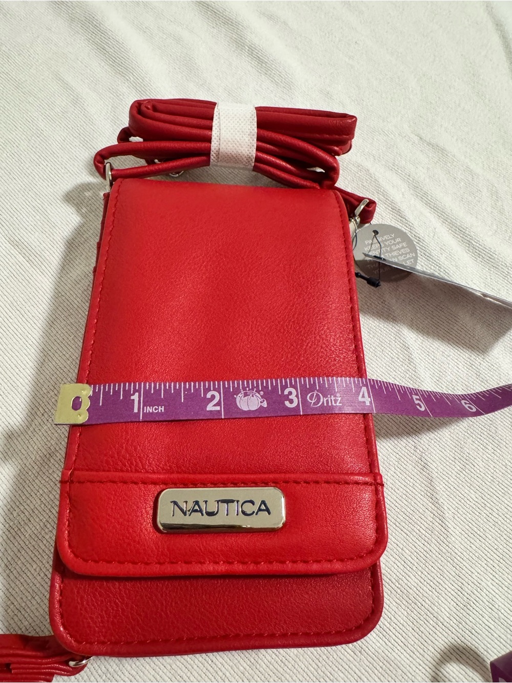 NWT Nautica Red Faux-Leather Phone Crossbody Wristlet Wallet Small - Picture 7 of 8